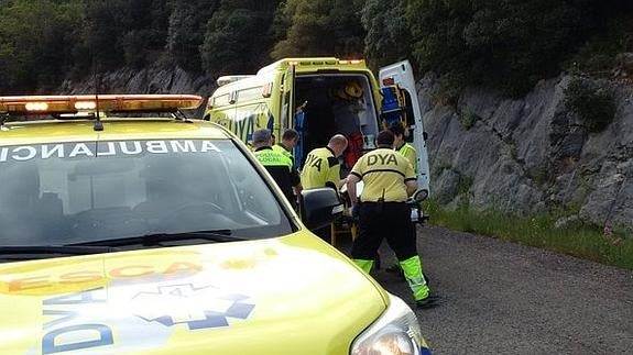 Rescatan a un hombre que se cayó por un terraplén de siete metros tras ser golpeado por un todoterreno