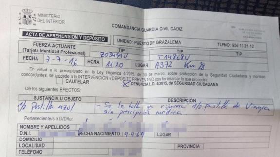 «Cuando el guardia civil vio la viagra pensé que nos íbamos a reír, pero me multó»